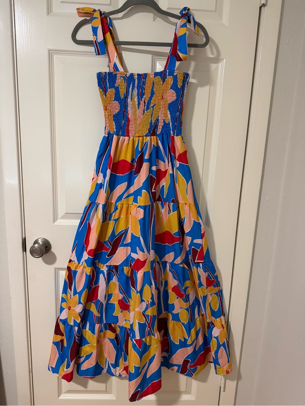 Bright Blue Floral Tie-Shoulder Sundress
